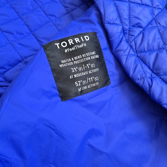 NWT Torrid 5X Electric Blue Nylon Quilted Puffer Jacket Size 28 Plus - Picture 10 of 14